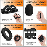 5 Pack Adjustable Resistance Hand Gripper Exerciser Workout Kit - 45-Degree Angle