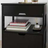 Modern Black Nightstand with Dual Drawers - Top-Down View