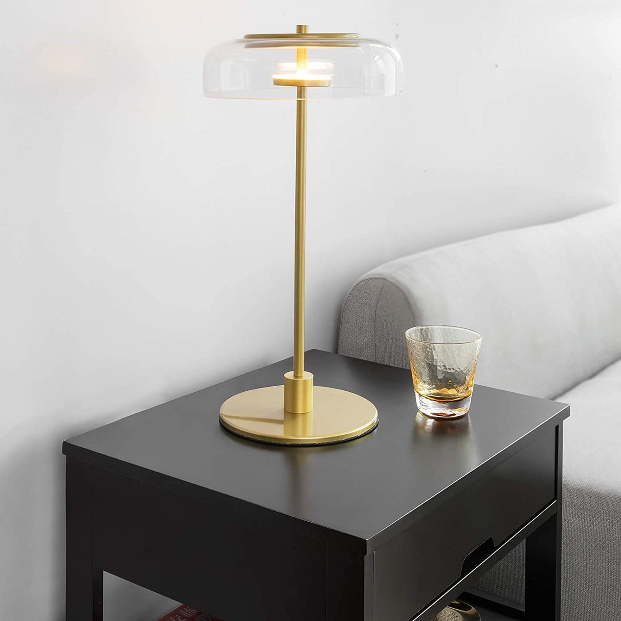 Modern Black Nightstand with Dual Drawers