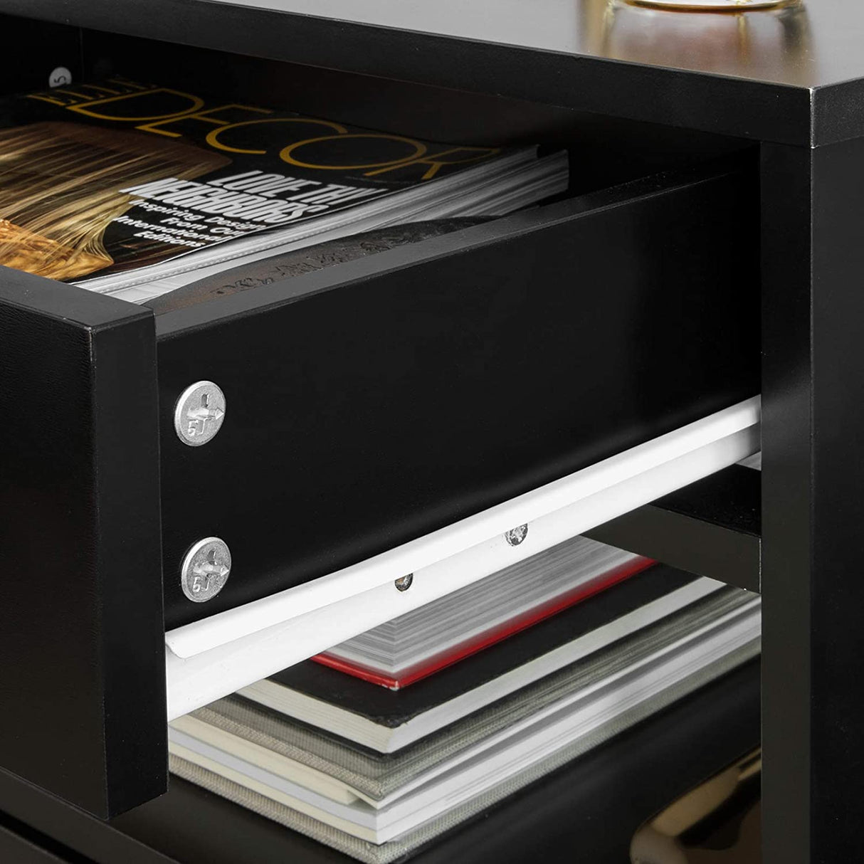 Modern Black Nightstand with Dual Drawers