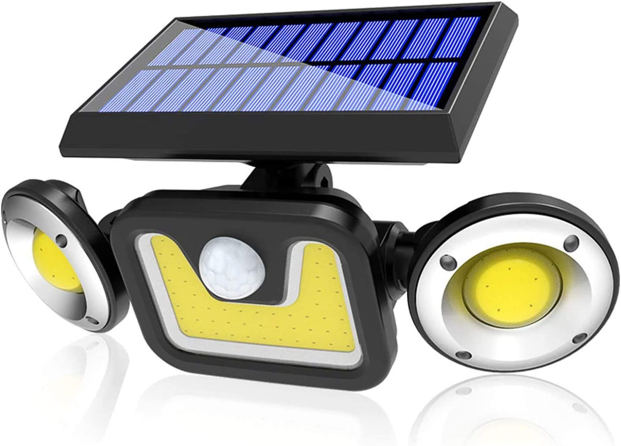 Triple-Head Solar Motion Sensor Lights for Outdoor Porch, Garden, and Patio