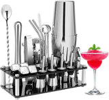 Professional 23-Piece Stainless Steel Boston Cocktail Shaker Set with Bar Tools for Mixology