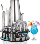 Deluxe 35-Piece Bar Tool Set with 360° Rotating Stand for Mixology Enthusiasts