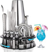 35 Pieces Cocktail Shaker Set Bartender Kit with Rotating 360 Display Stand and Professional Bar Set Tools