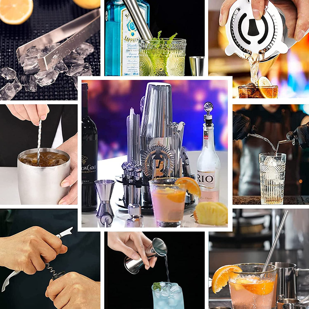 Deluxe 35-Piece Bar Tool Set with 360° Rotating Stand for Mixology Enthusiasts