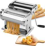 Manual Steel Pasta Machine with 8 Customizable Thickness Options