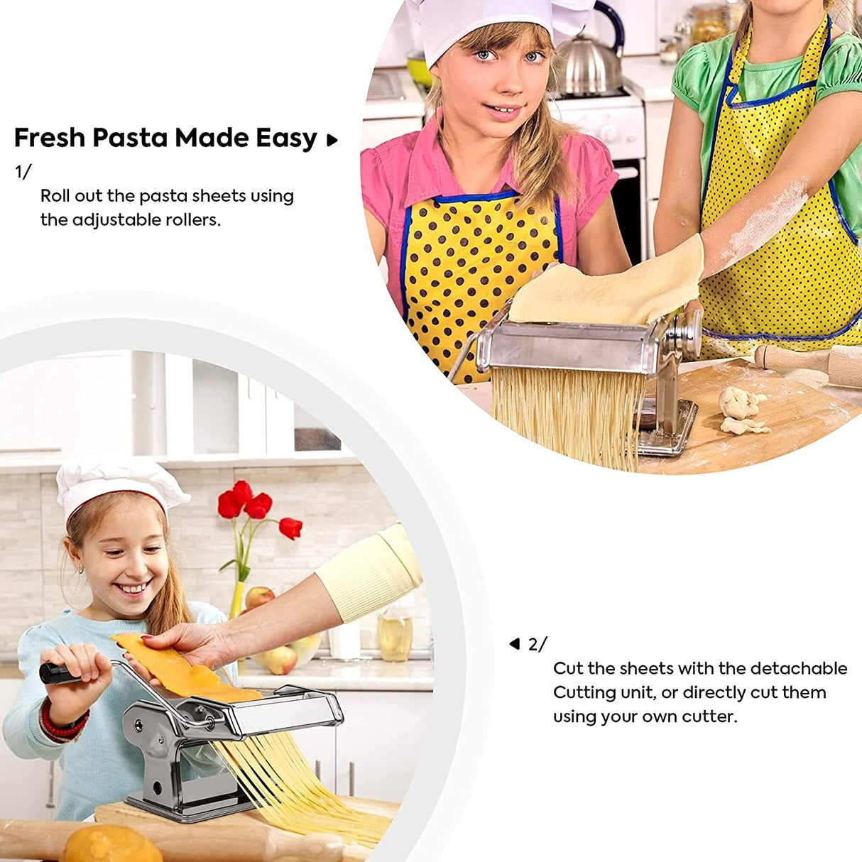 Manual Steel Pasta Machine with 8 Customizable Thickness Options