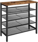 Compact 5-Tier Shoe Storage Bench with Industrial Design - Side View