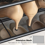 Compact 5-Tier Shoe Storage Bench with Industrial Design - Close-Up Angle