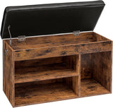Shoe Storage Bench with Padded Cushion,Flip-Open Storage Box and Adjustable Shelf for Entryway and Living Room - Front View