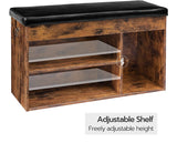 Shoe Storage Bench with Padded Cushion,Flip-Open Storage Box and Adjustable Shelf for Entryway and Living Room - Side View
