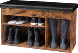 Shoe Storage Bench with Padded Cushion,Flip-Open Storage Box and Adjustable Shelf for Entryway and Living Room - Rear View