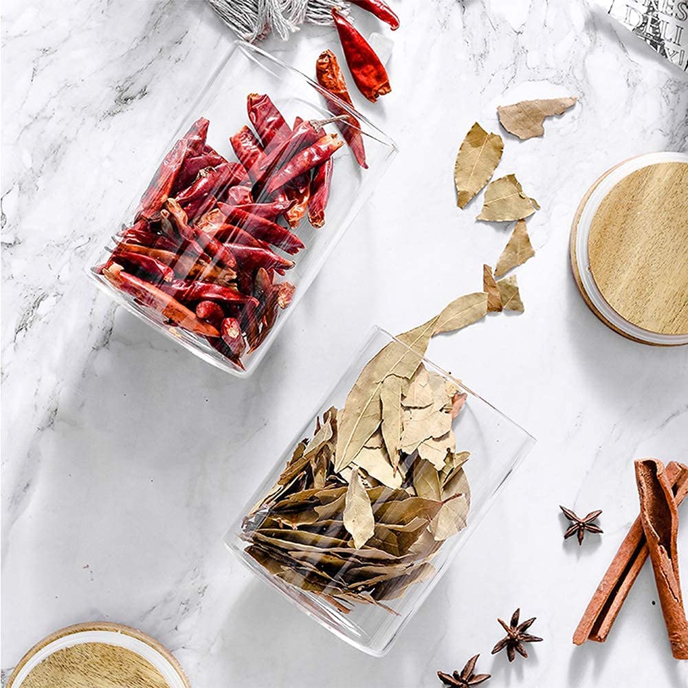 Set of 12 Airtight Glass Spice Jars with Bamboo Lids and Labels for Kitchen Storage (350 ml)