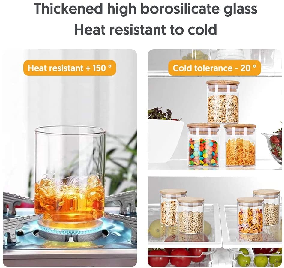Set of 12 Airtight Glass Spice Containers with Bamboo Lids and Labels (250 ml) for Kitchen Organization