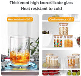 Set of 12 Airtight Glass Spice Containers with Bamboo Lids and Labels (250 ml) for Kitchen Organization - Top-Down View