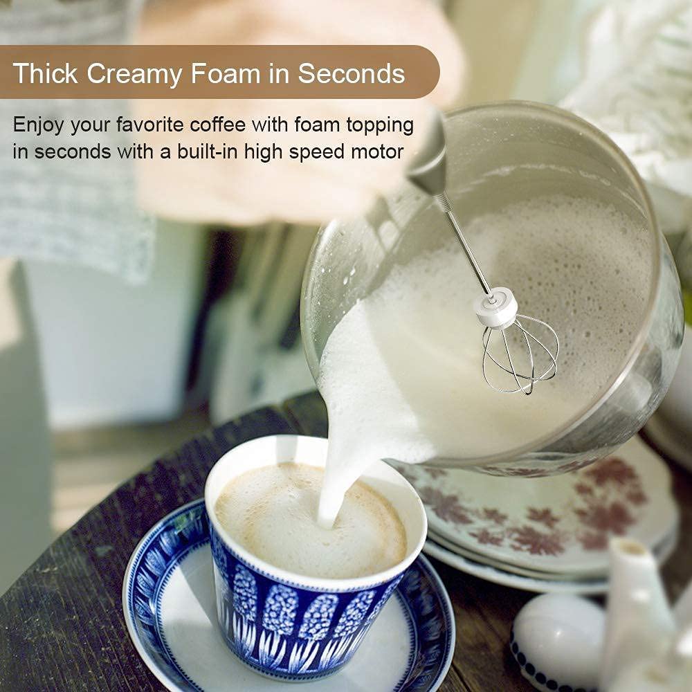 Black USB Rechargeable Handheld Milk Frother with 3 Speed Settings