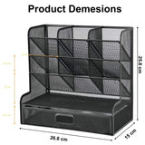 All-in-One Mesh Desk Organizer for Home and School Use - Rear View