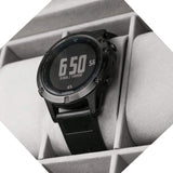 Elegant 12-Slot Lockable PU Leather Watch and Jewelry Organizer Box (Black) - Top-Down View