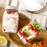 Set of 4 Airtight 480ml Glass Mason Jars for Spice Storage with Labels - Front View