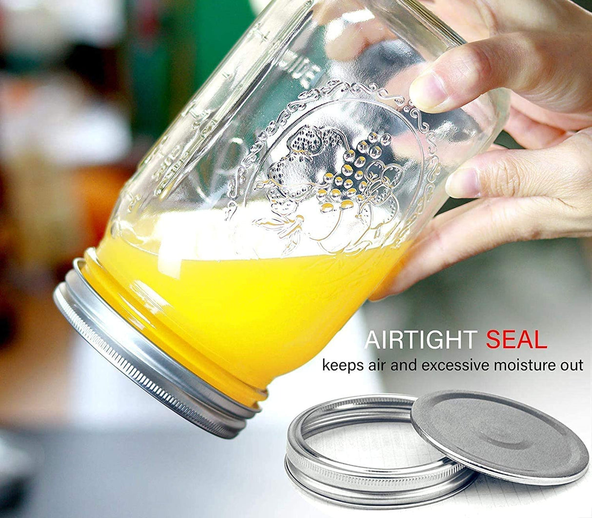Set of 4 Airtight 480ml Glass Mason Jars for Spice Storage with Labels