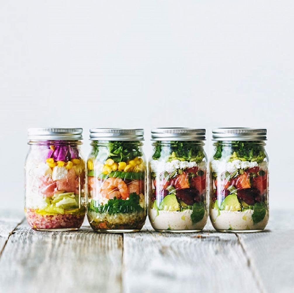 Set of 4 Airtight 480ml Glass Mason Jars for Spice Storage with Labels