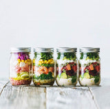 Set of 4 Airtight 480ml Glass Mason Jars for Spice Storage with Labels - Close-Up Angle