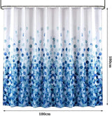 Stylish Blue Shower Curtain with 12 Hook Set for Bathrooms - 180 x 180 cm - Front View