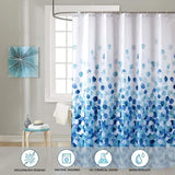 Stylish Blue Shower Curtain with 12 Hook Set for Bathrooms - 180 x 180 cm - Side View
