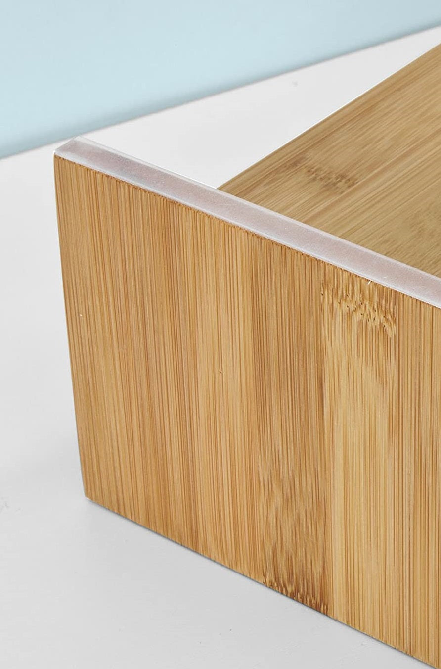 Ergonomic Bamboo Monitor Riser with Dual Storage Drawers