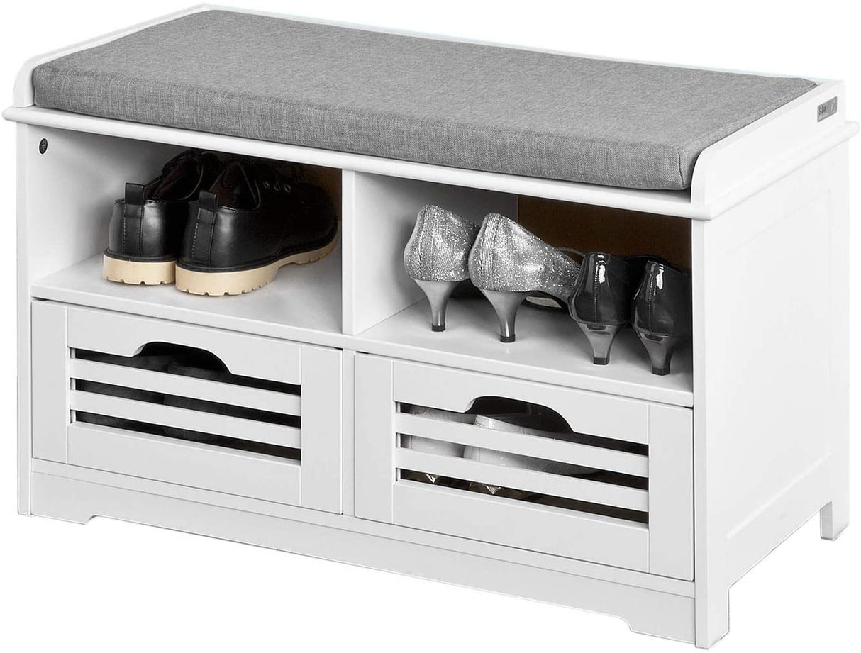 Multi-Functional Shoe Storage Bench with Drawers and Shelves