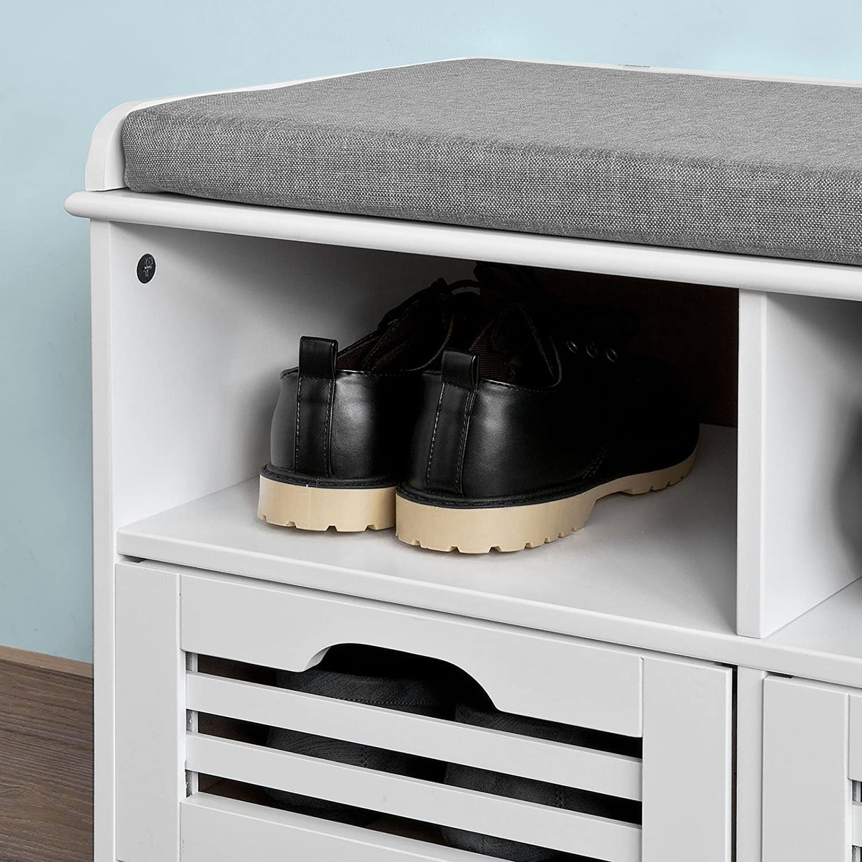 Multi-Functional Shoe Storage Bench with Drawers and Shelves