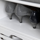 Multi-Functional Shoe Storage Bench with Drawers and Shelves - Rear View