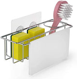 Stainless Steel 3-in-1 Kitchen Sink Caddy Organizer - Rustproof Adhesive Storage Solution