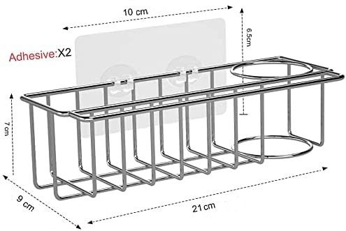 Stainless Steel 3-in-1 Kitchen Sink Caddy Organizer - Rustproof Adhesive Storage Solution