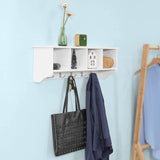 Modern White Wall-Mounted Coat Rack with Shelf - Side View