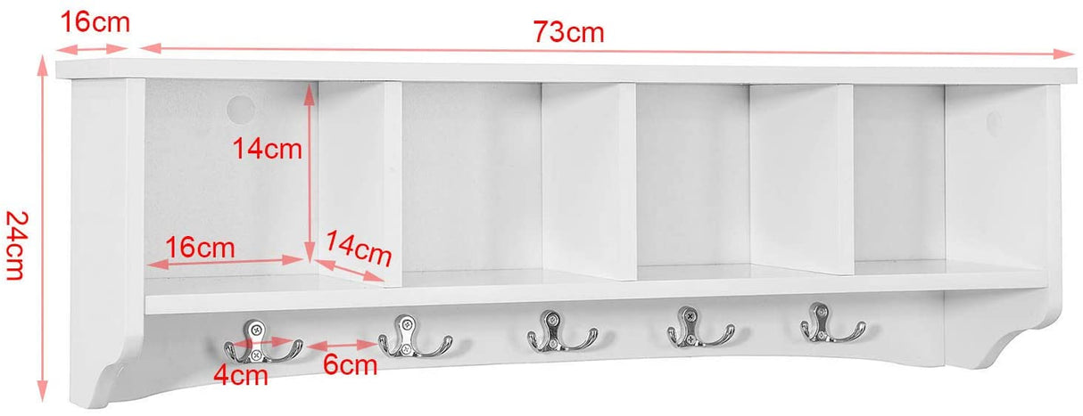 Modern White Wall-Mounted Coat Rack with Shelf