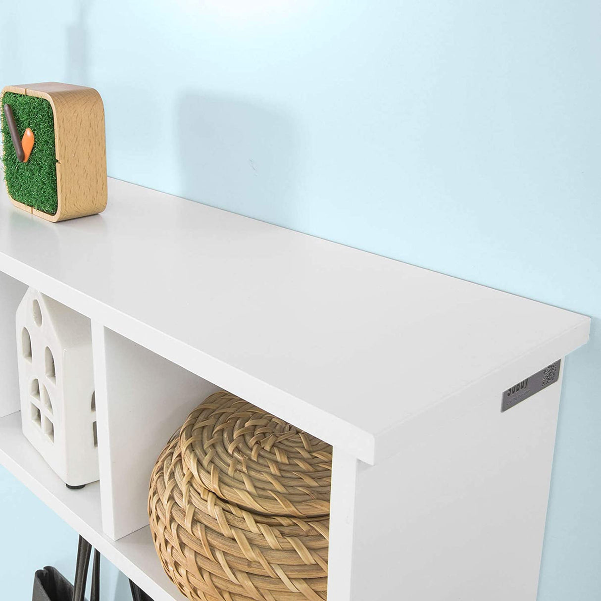 Modern White Wall-Mounted Coat Rack with Shelf