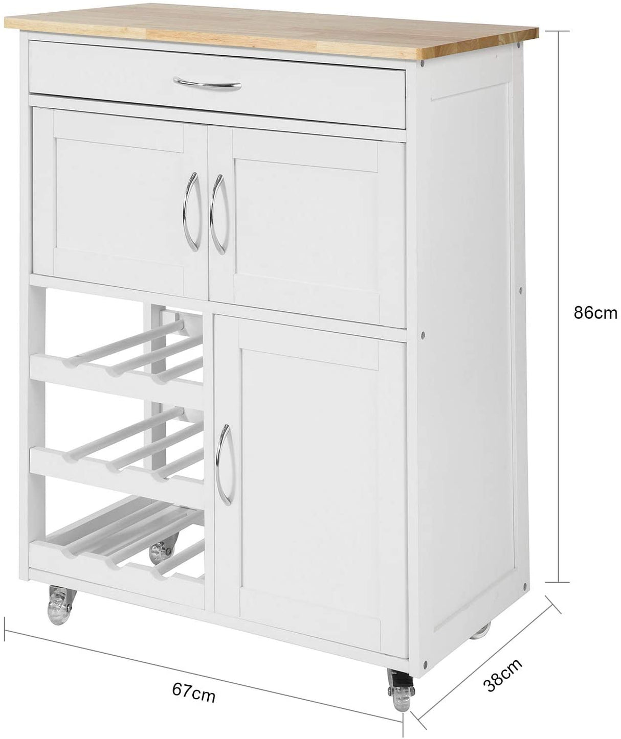 Scandinavian-Style Portable Kitchen Cart with Wine Storage and Serving Functionality