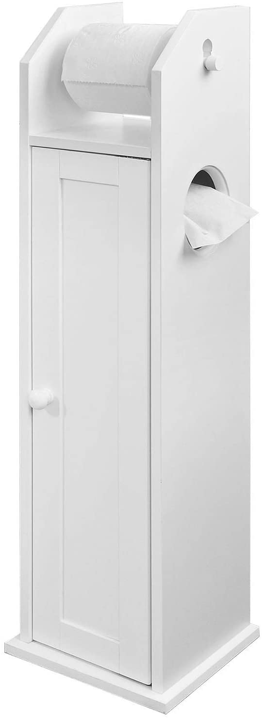 Freestanding Toilet Paper Storage Cabinet with Brush Holder and Dispenser