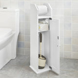 Freestanding Toilet Paper Storage Cabinet with Brush Holder and Dispenser - Side View