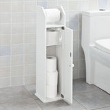 Freestanding Toilet Paper Storage Cabinet with Brush Holder and Dispenser - Top-Down View