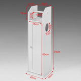 Freestanding Toilet Paper Storage Cabinet with Brush Holder and Dispenser - Rear View
