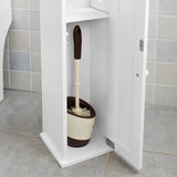 Freestanding Toilet Paper Storage Cabinet with Brush Holder and Dispenser - Close-Up Angle