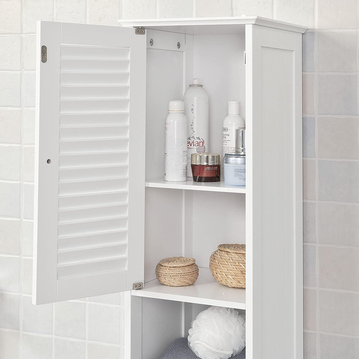 Slim Modern Freestanding Bathroom Storage Cabinet 170x32x30 cm
