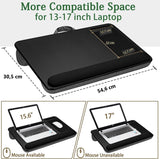 Compact Portable Laptop Desk with Mouse Pad, Phone Holder, and Device Ledge for Home Office (Black, 40cm) - Top-Down View