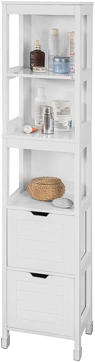 Vertical Storage Cabinet with Shelves and Drawer Units
