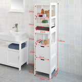 Vertical Storage Cabinet with Shelves and Drawer Units - Top-Down View