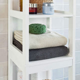 Vertical Storage Cabinet with Shelves and Drawer Units - Close-Up Angle