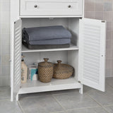 White Freestanding Storage Cabinet with Adjustable Shelf and Drawer, 60x87x35 cm - Top-Down View