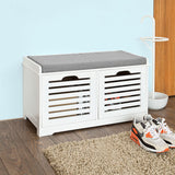 Scandinavian-Style Multi-Functional Storage Bench with Drawers and Baskets - Front View